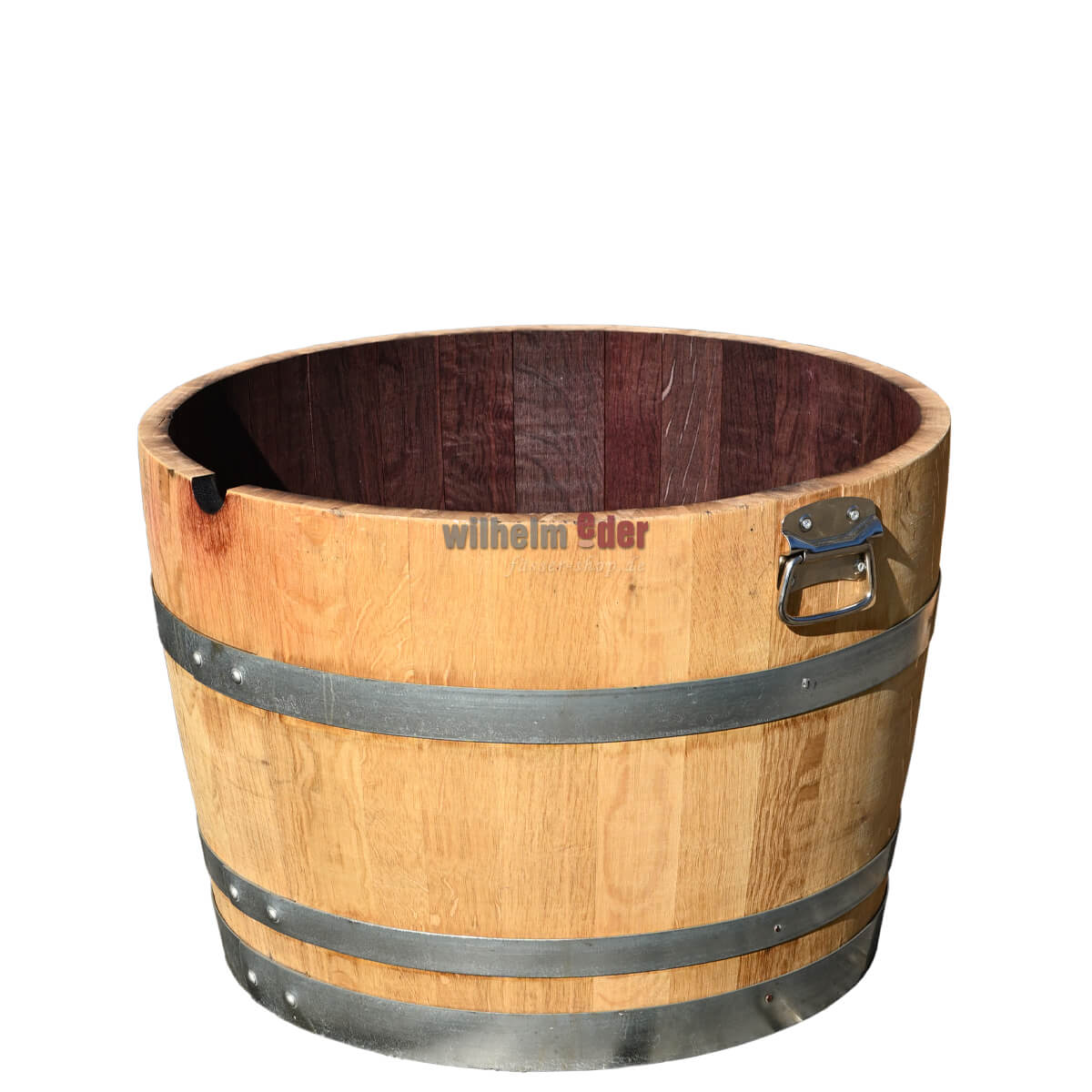 Flowerpot  painted with handles - 1/2 barrique barrel