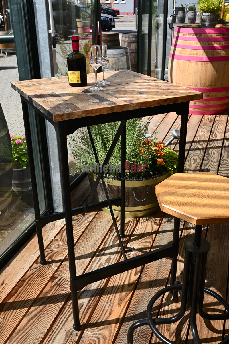 Bar table with barrel wood covering